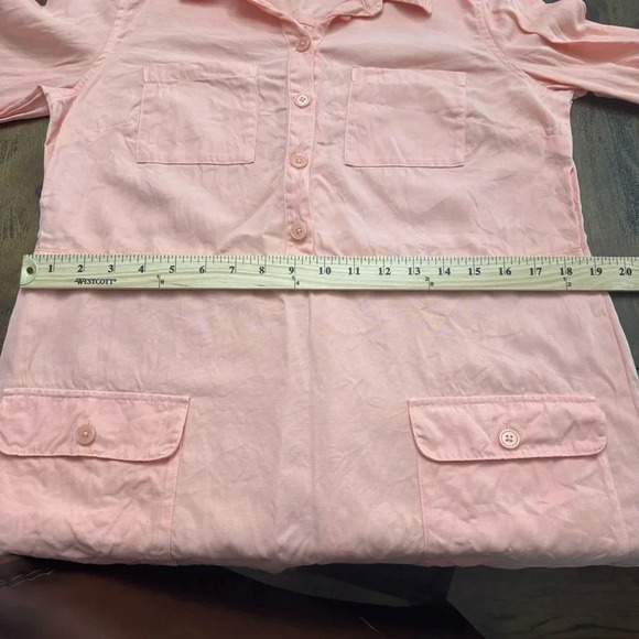 Soft Surroundings linen/lyocell shirt dress. Pink/peach, size small. - Picture 5 of 7